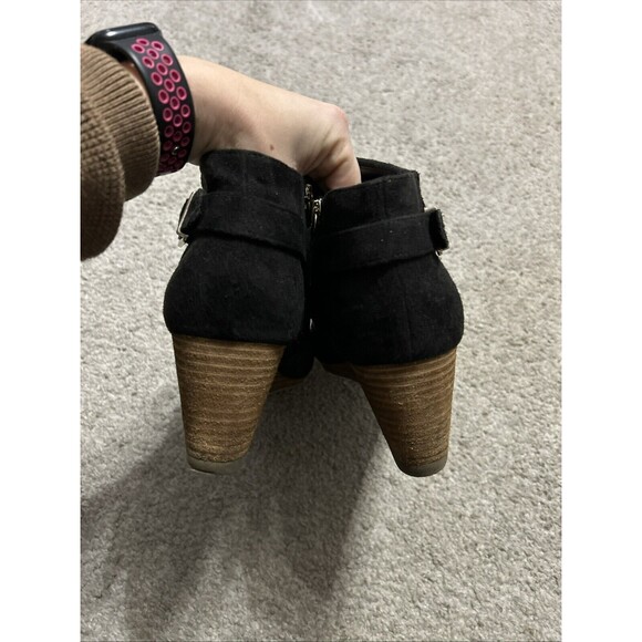 Dr. Scholl's Ankle Wedge Booties Sz 11 Black Platform Buckle Comfort Desert Boot - Picture 2 of 7